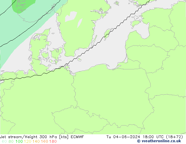 Prąd strumieniowy ECMWF wto. 04.06.2024 18 UTC