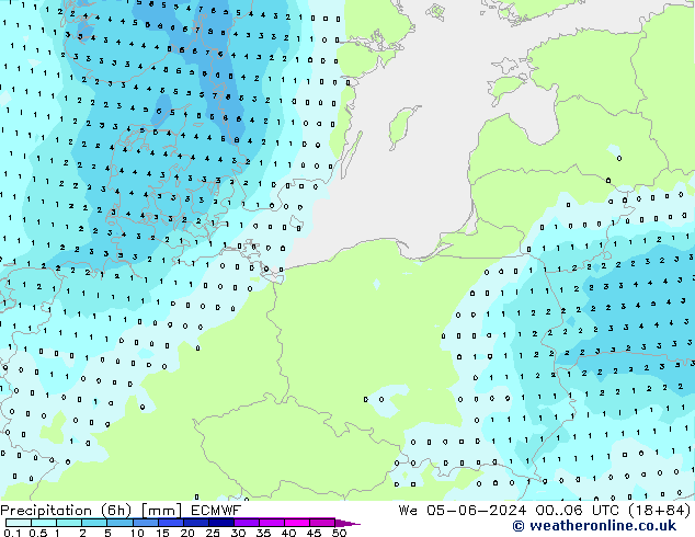 осадки (6h) ECMWF ср 05.06.2024 06 UTC