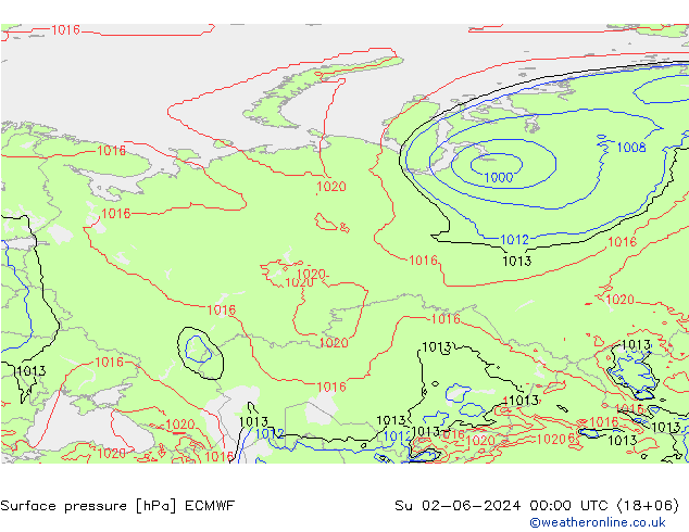 pression de l'air ECMWF dim 02.06.2024 00 UTC