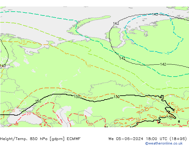 Height/Temp. 850 гПа ECMWF ср 05.06.2024 18 UTC
