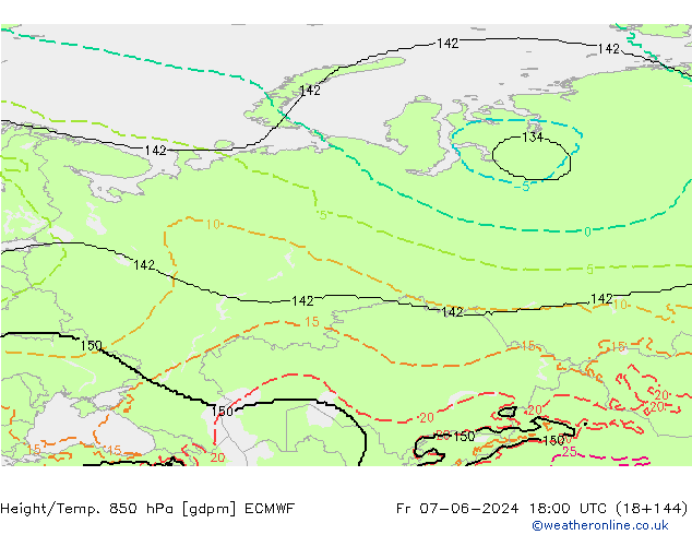 Height/Temp. 850 hPa ECMWF ven 07.06.2024 18 UTC