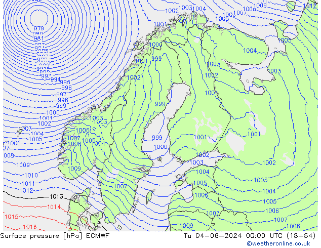 Presión superficial ECMWF mar 04.06.2024 00 UTC