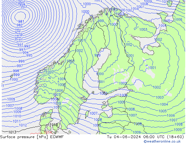 Presión superficial ECMWF mar 04.06.2024 06 UTC