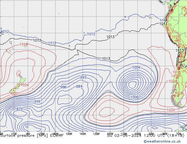 pressão do solo ECMWF Dom 02.06.2024 12 UTC