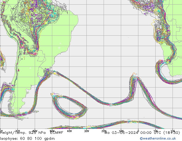 Height/Temp. 925 hPa ECMWF Seg 03.06.2024 00 UTC