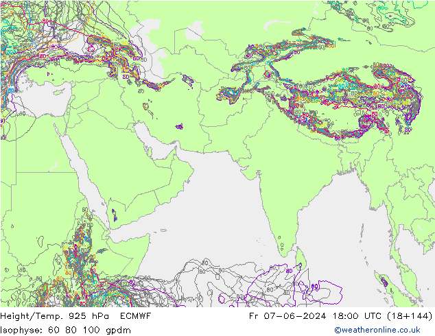 Height/Temp. 925 hPa ECMWF Fr 07.06.2024 18 UTC