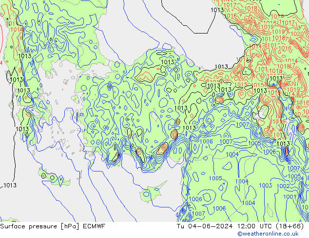 Yer basıncı ECMWF Sa 04.06.2024 12 UTC