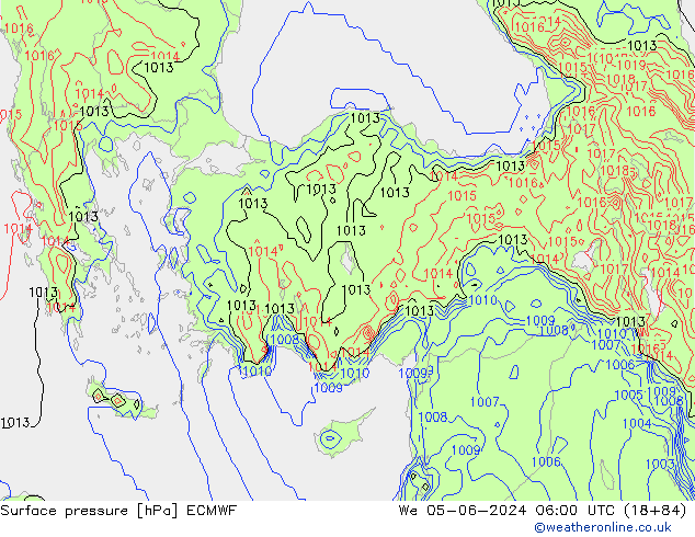 Surface pressure ECMWF We 05.06.2024 06 UTC