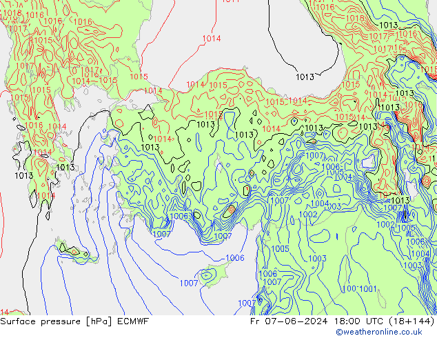 Pressione al suolo ECMWF ven 07.06.2024 18 UTC