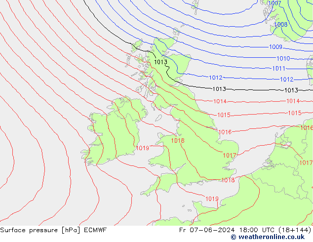 приземное давление ECMWF пт 07.06.2024 18 UTC