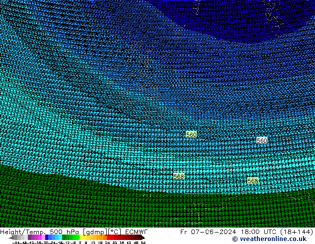 Géop./Temp. 500 hPa ECMWF ven 07.06.2024 18 UTC