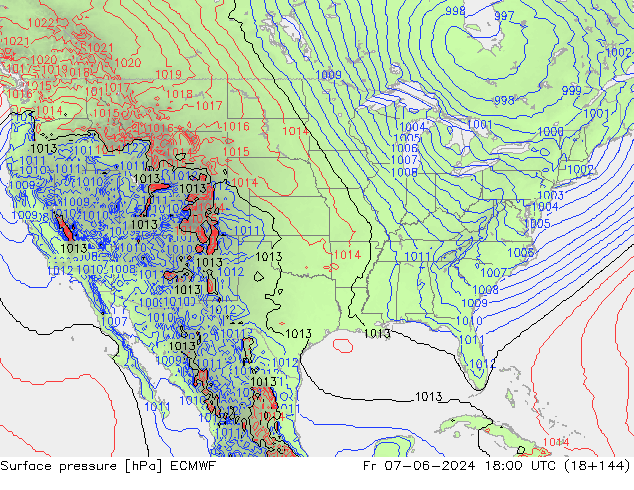 Surface pressure ECMWF Fr 07.06.2024 18 UTC