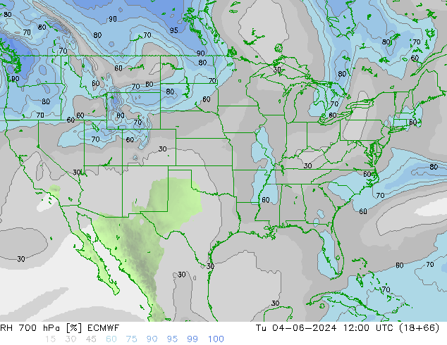 RH 700 hPa ECMWF Ter 04.06.2024 12 UTC