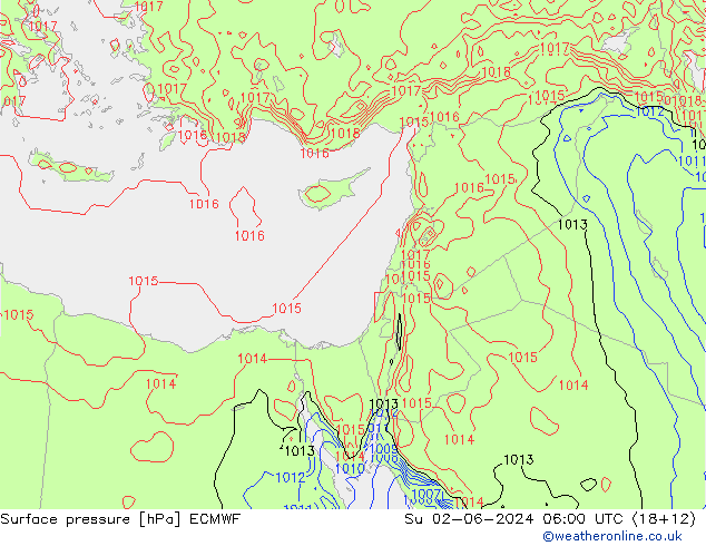 Yer basıncı ECMWF Paz 02.06.2024 06 UTC