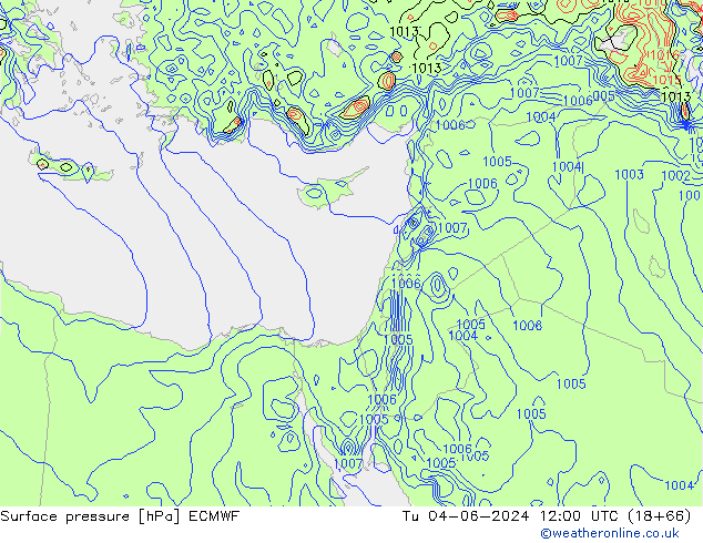 Presión superficial ECMWF mar 04.06.2024 12 UTC