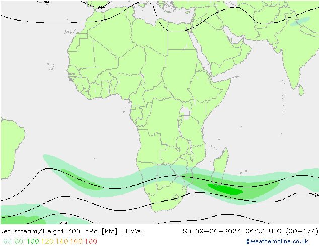 Jet stream/Height 300 hPa ECMWF Ne 09.06.2024 06 UTC