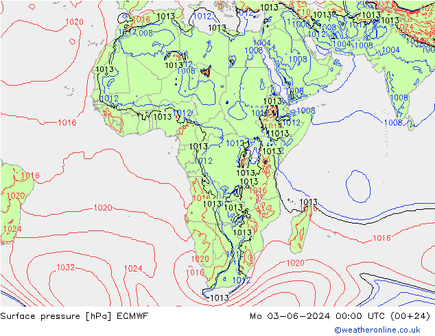 Yer basıncı ECMWF Pzt 03.06.2024 00 UTC