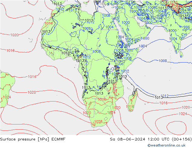 Atmosférický tlak ECMWF So 08.06.2024 12 UTC