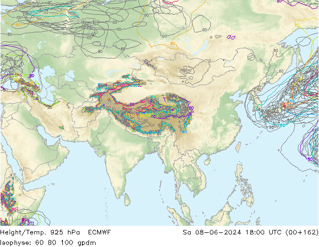 Height/Temp. 925 hPa ECMWF sab 08.06.2024 18 UTC