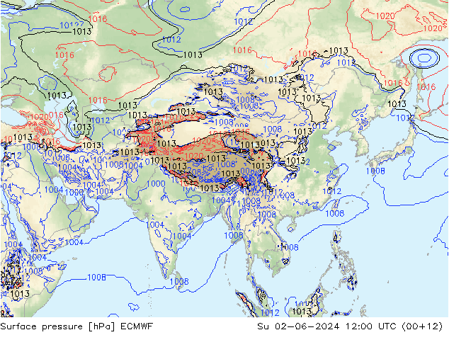 Surface pressure ECMWF Su 02.06.2024 12 UTC