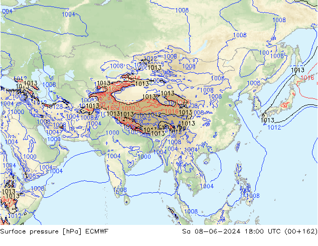 Luchtdruk (Grond) ECMWF za 08.06.2024 18 UTC