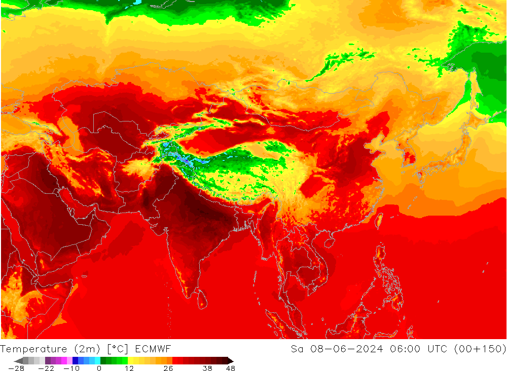 Temperatura (2m) ECMWF Sáb 08.06.2024 06 UTC