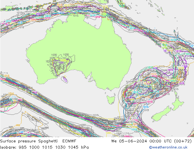 Pressione al suolo Spaghetti ECMWF mer 05.06.2024 00 UTC