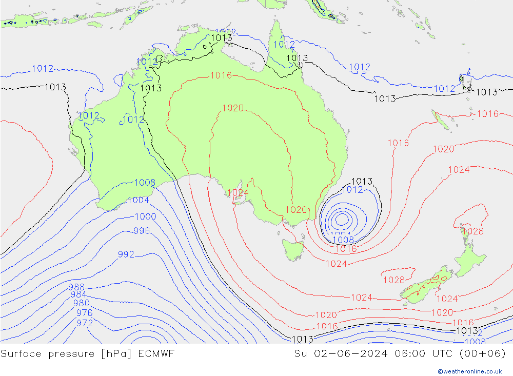 Yer basıncı ECMWF Paz 02.06.2024 06 UTC