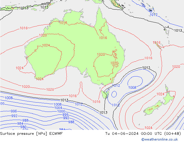 pression de l'air ECMWF mar 04.06.2024 00 UTC