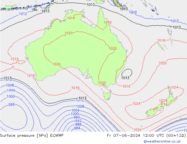 Luchtdruk (Grond) ECMWF vr 07.06.2024 12 UTC