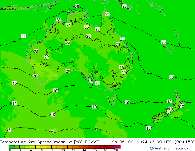 Temperatuurkaart Spread ECMWF za 08.06.2024 06 UTC