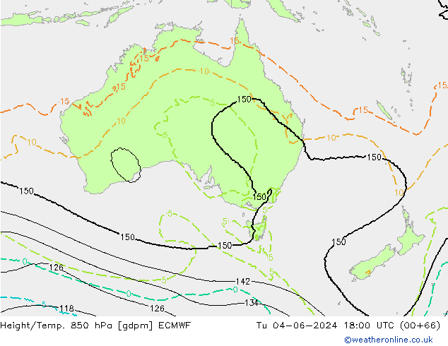 Height/Temp. 850 hPa ECMWF Ter 04.06.2024 18 UTC