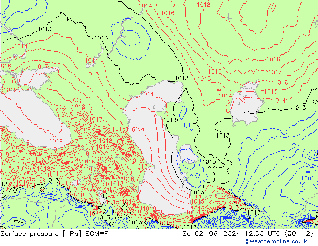 приземное давление ECMWF Вс 02.06.2024 12 UTC