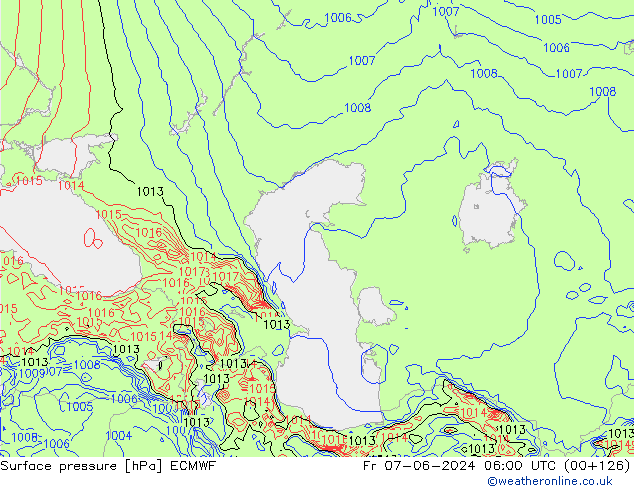 pressão do solo ECMWF Sex 07.06.2024 06 UTC