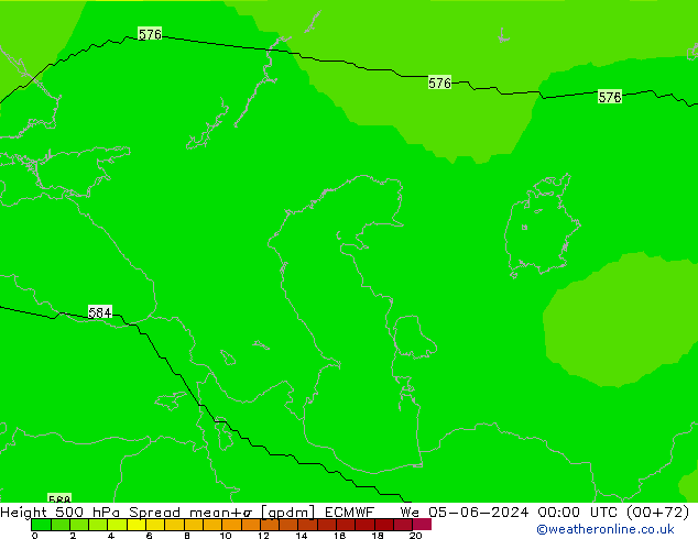 500 hPa Yüksekliği Spread ECMWF Çar 05.06.2024 00 UTC