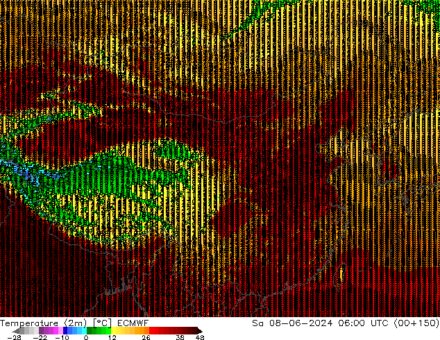 Sıcaklık Haritası (2m) ECMWF Cts 08.06.2024 06 UTC