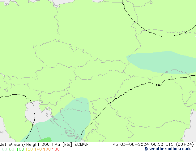 Jet stream/Height 300 hPa ECMWF Mo 03.06.2024 00 UTC