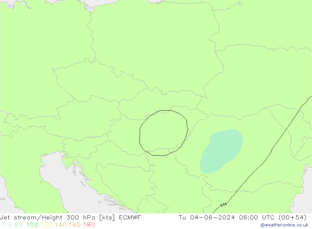 Jet stream/Height 300 hPa ECMWF Tu 04.06.2024 06 UTC