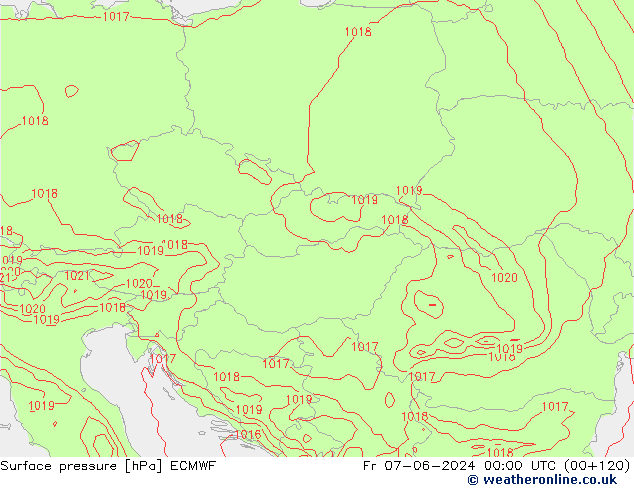 Presión superficial ECMWF vie 07.06.2024 00 UTC