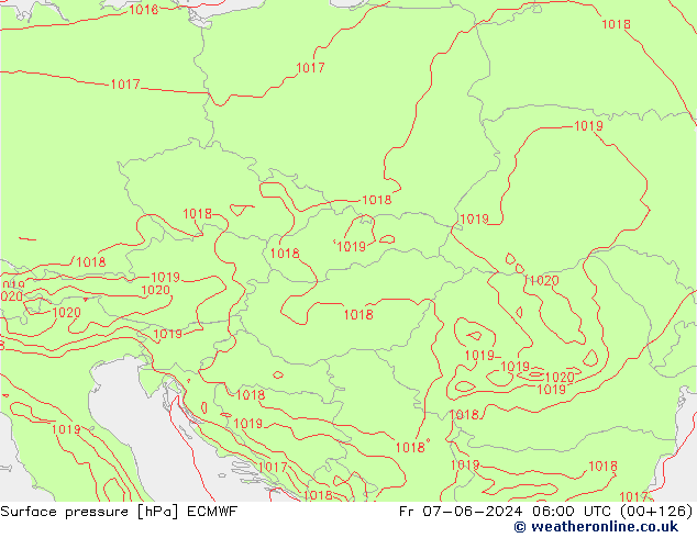 Pressione al suolo ECMWF ven 07.06.2024 06 UTC