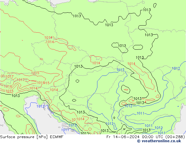 Bodendruck ECMWF Fr 14.06.2024 00 UTC