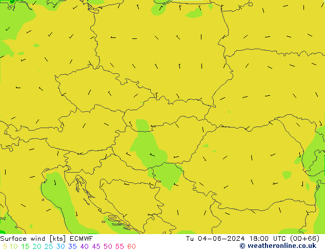 Surface wind ECMWF Tu 04.06.2024 18 UTC