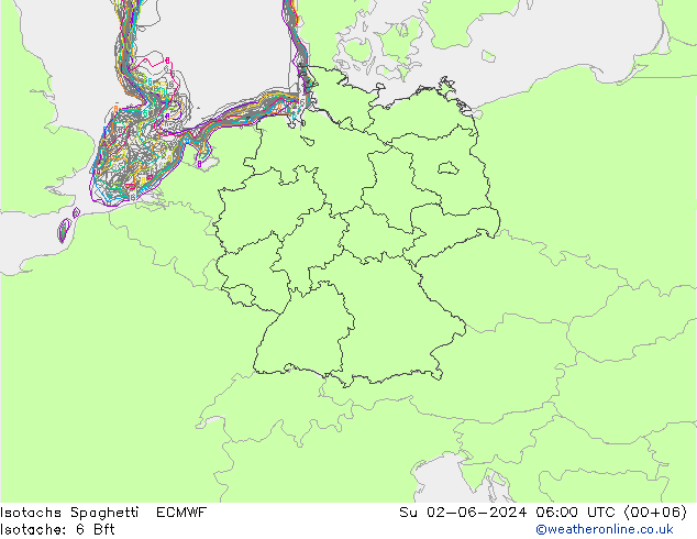 Isotachs Spaghetti ECMWF dom 02.06.2024 06 UTC