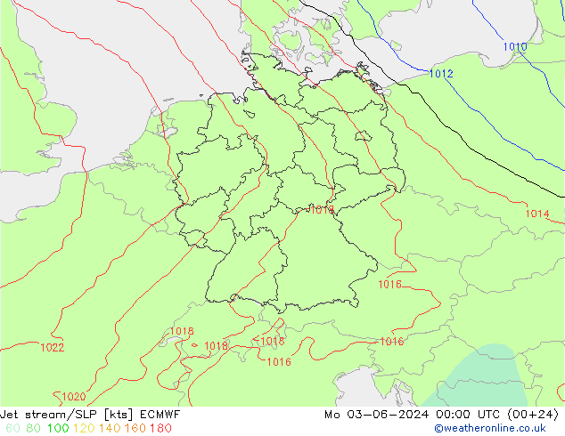 Jet stream/SLP ECMWF Po 03.06.2024 00 UTC