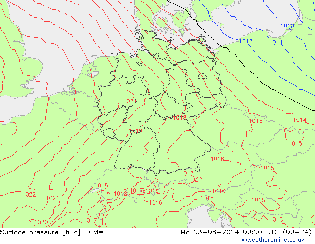 Surface pressure ECMWF Mo 03.06.2024 00 UTC