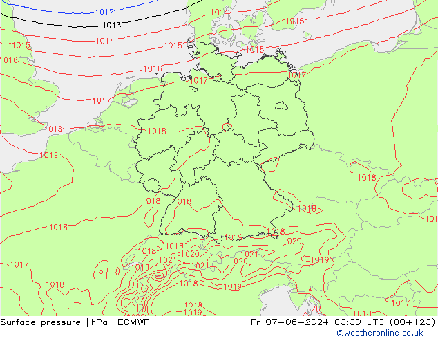 Luchtdruk (Grond) ECMWF vr 07.06.2024 00 UTC