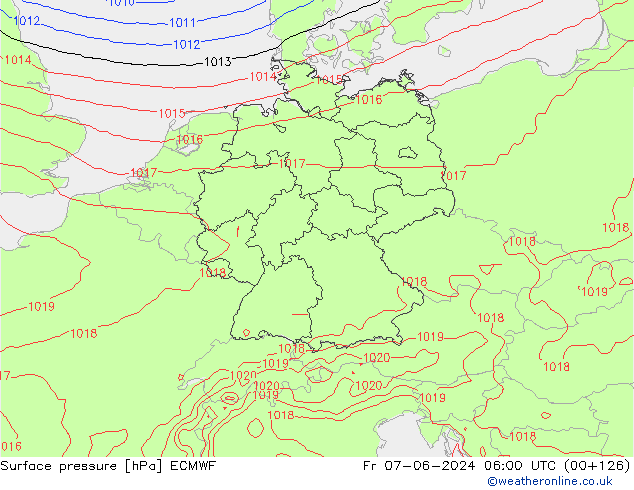 Surface pressure ECMWF Fr 07.06.2024 06 UTC