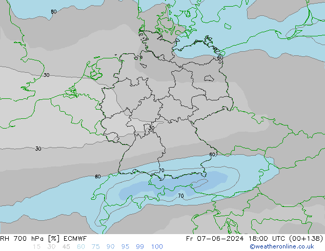 RH 700 hPa ECMWF Fr 07.06.2024 18 UTC