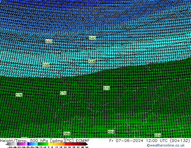 Height/Temp. 500 hPa ECMWF Fr 07.06.2024 12 UTC