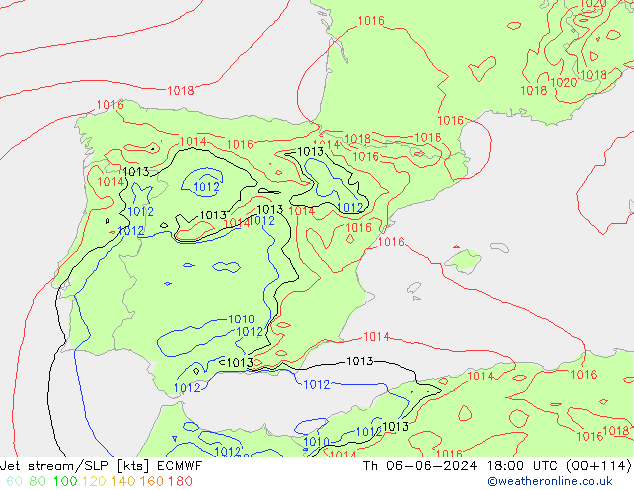 Prąd strumieniowy ECMWF czw. 06.06.2024 18 UTC